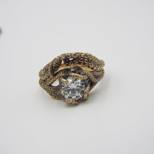 Moissanite Fantasy Bridal Set in 14k Yellow gold - JF Fantasy Jewelry