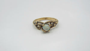 Opal And Diamond Fantasy Engagement ring in 14k gold - JF Fantasy Jewelry