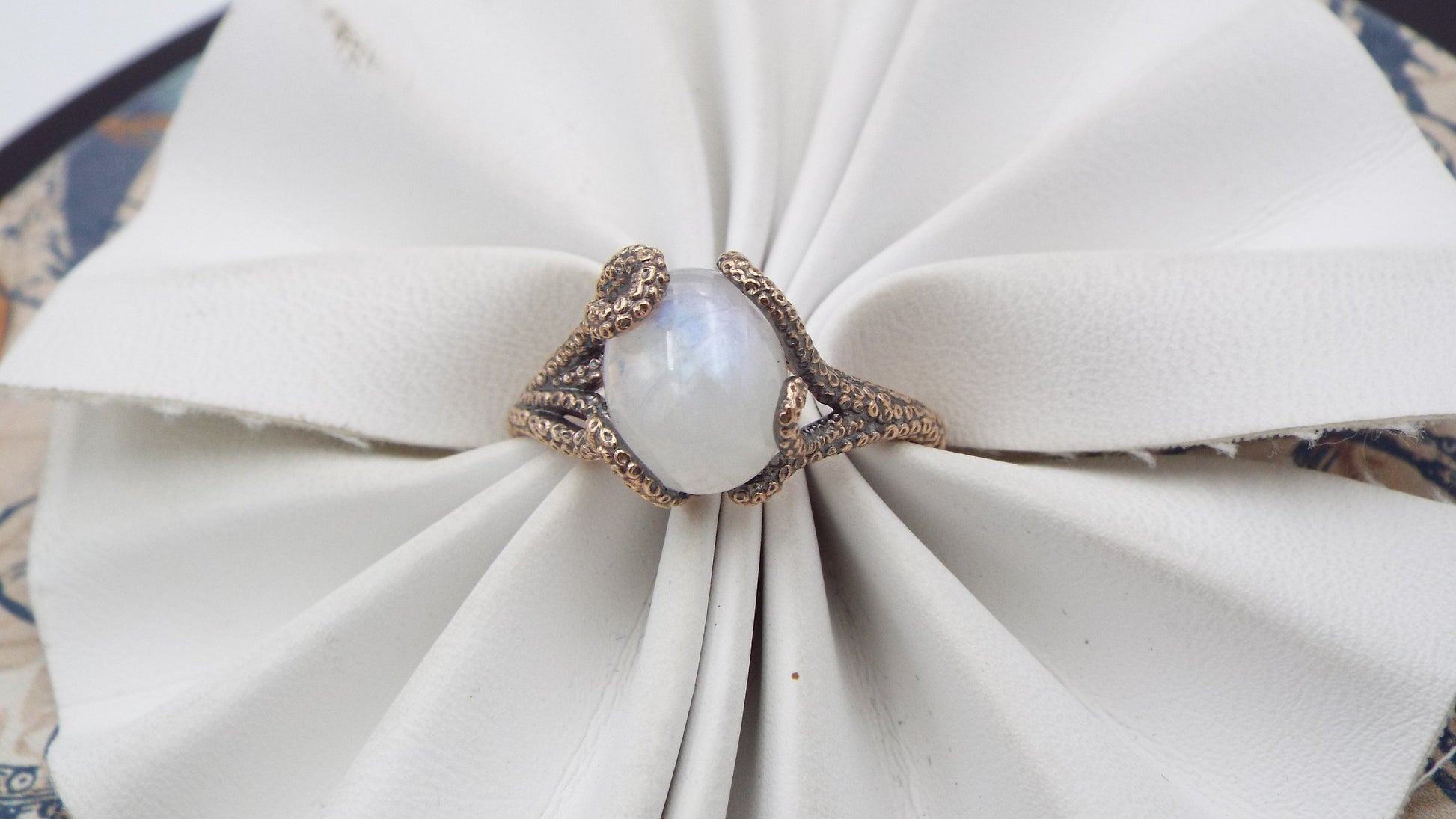 Moonstone Fantasy Engagement Set in 14k gold - JF Fantasy Jewelry