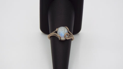Moonstone Fantasy Engagement ring in 14k gold - JF Fantasy Jewelry
