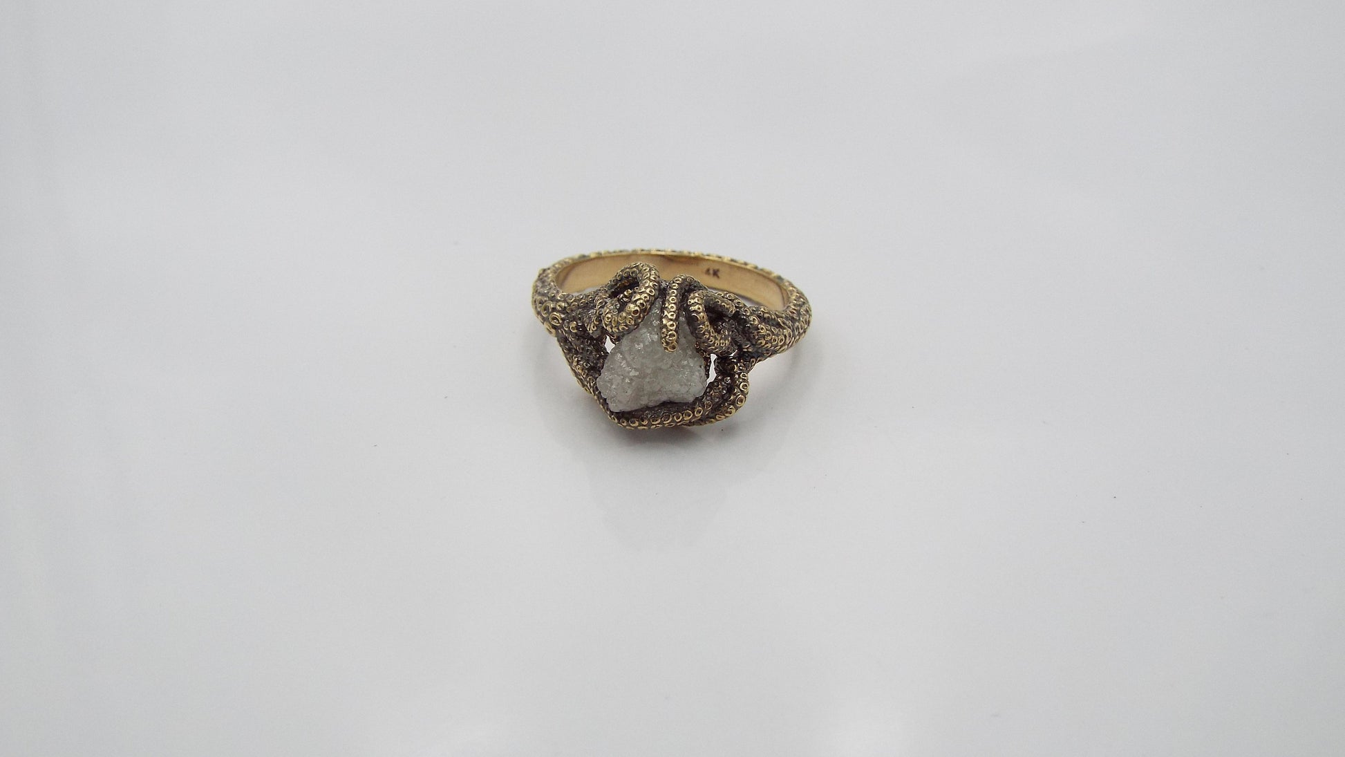 Raw White Diamond Engagement Ring - JF Fantasy Jewelry