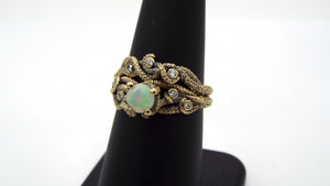 Opal And Diamond Fantasy Bridal set in 14k gold - JF Fantasy Jewelry