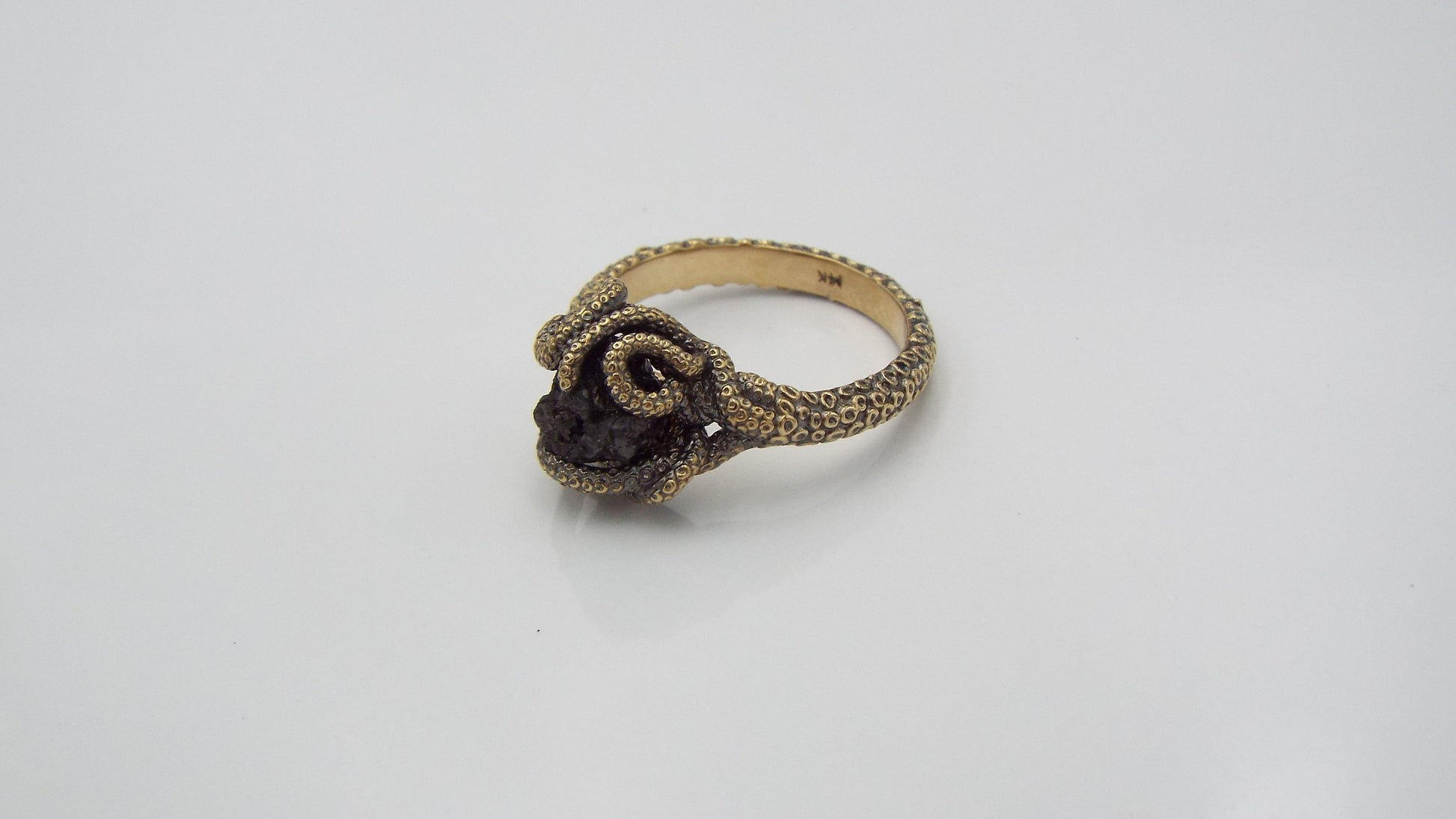 Raw Black Diamond Engagement ring - JF Fantasy Jewelry