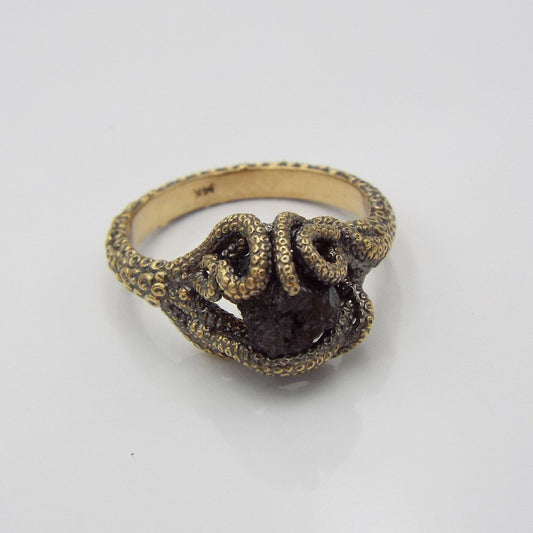 Raw Black Diamond Engagement ring - JF Fantasy Jewelry