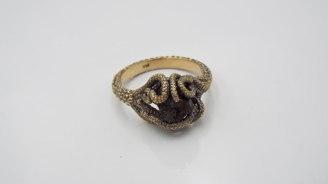 Raw Black Diamond Engagement ring - JF Fantasy Jewelry