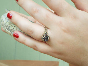 Raw Black Diamond Engagement ring - JF Fantasy Jewelry