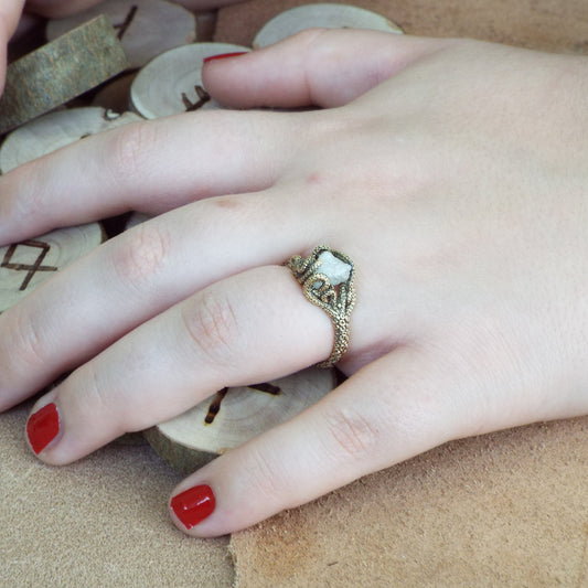 Raw White Diamond Engagement Ring - JF Fantasy Jewelry