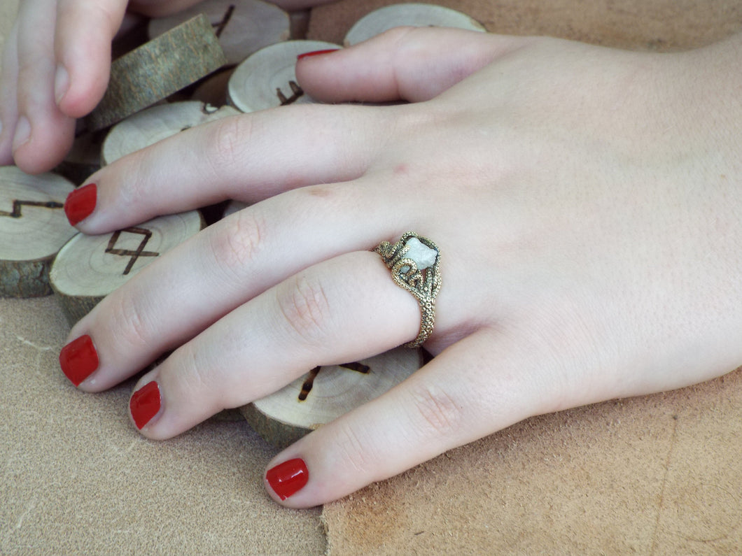 Raw White Diamond Engagement Ring - JF Fantasy Jewelry