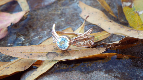 Aquamarine 14k gold fairy ring - JF Fantasy Jewelry