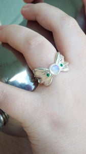 Moonstone and Emerald Fairy Ring - JF Fantasy Jewelry