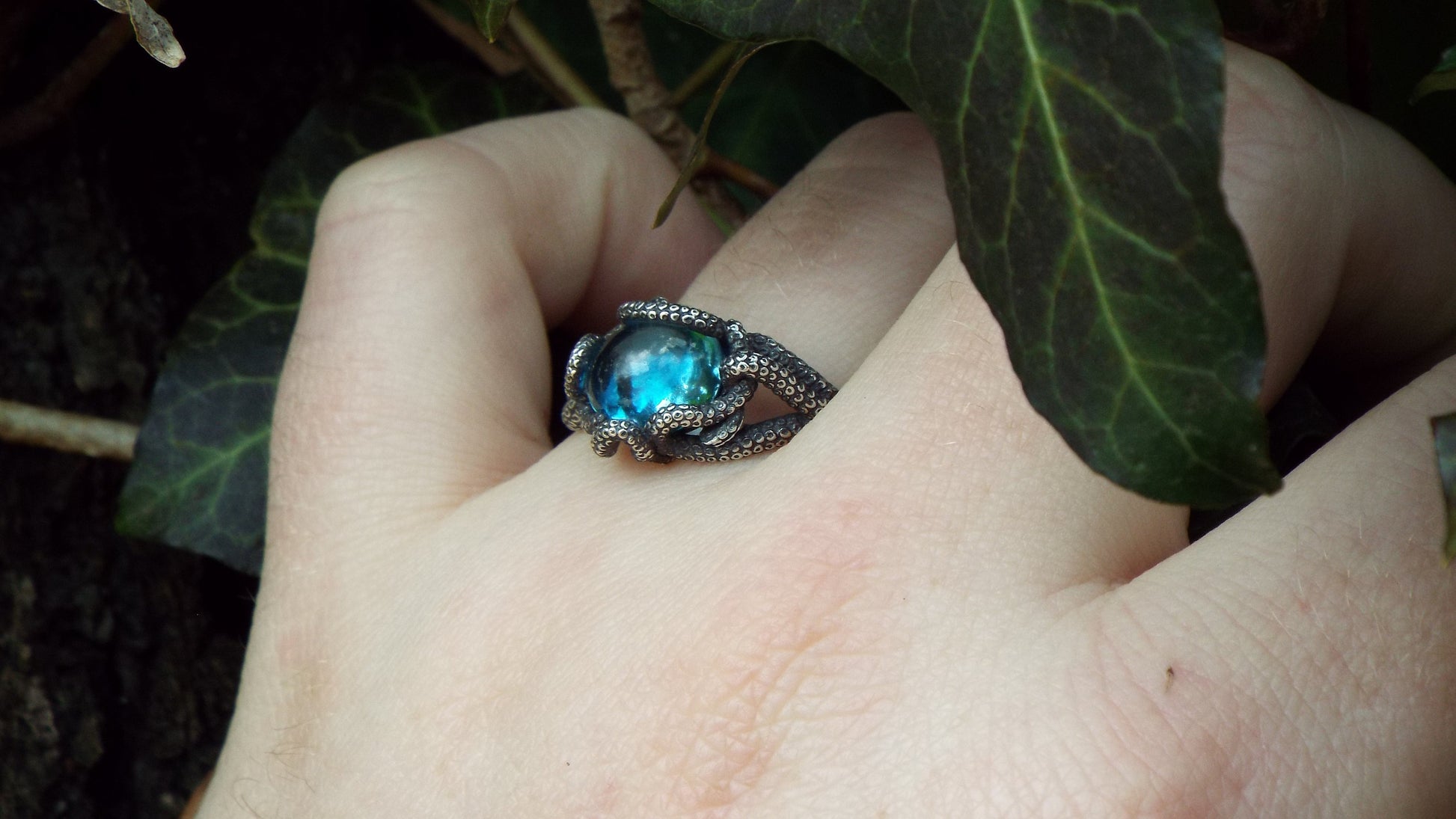Kraken blue topaz ring - JF Fantasy Jewelry
