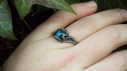 Kraken blue topaz ring - JF Fantasy Jewelry