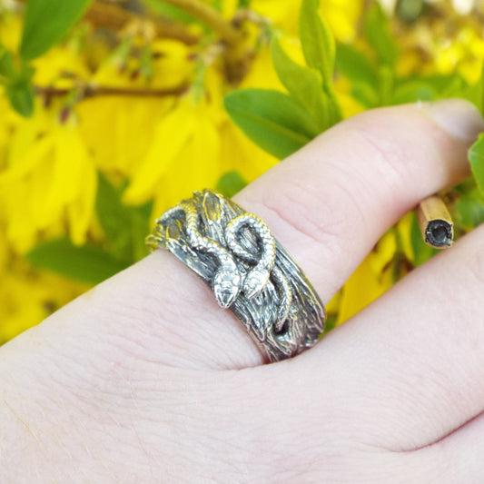 Snakes Intertwined Wide Band - JF Fantasy Jewelry