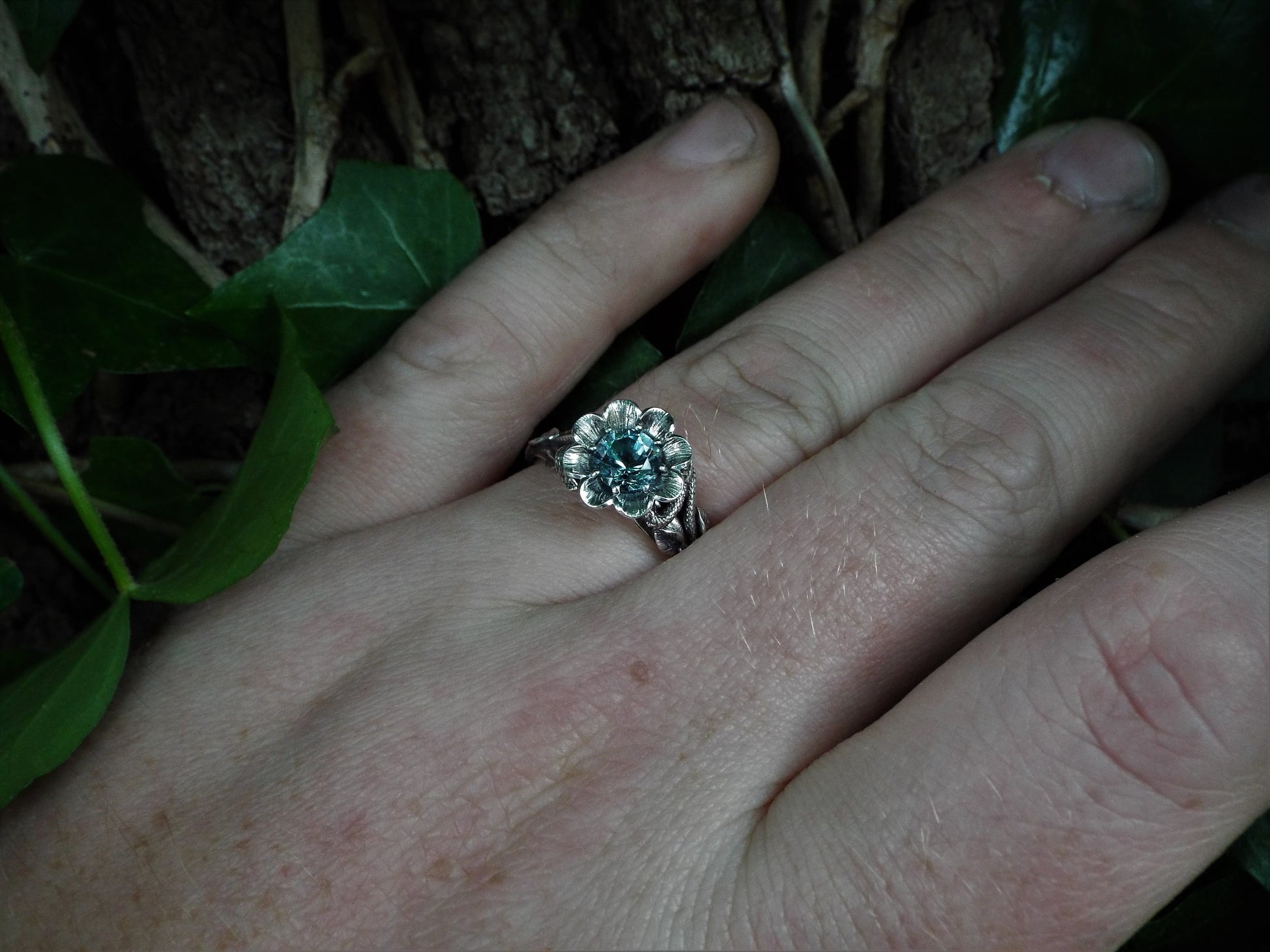 Blossoming Love Blue Topaz Flower Ring - JF Fantasy Jewelry