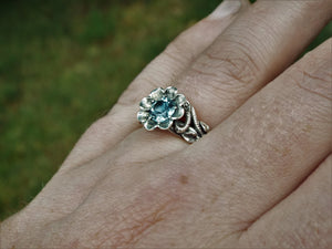 Blossoming Love Blue Topaz Flower Ring - JF Fantasy Jewelry