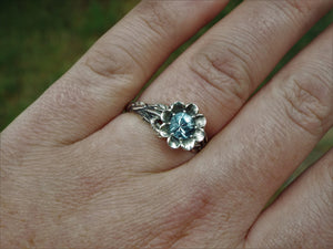 Blossoming Love Blue Topaz Flower Ring - JF Fantasy Jewelry