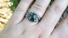 Load image into Gallery viewer, Moss Agate Sterling Silver Nature Inspired Flower Ring - JF Fantasy Jewelry
