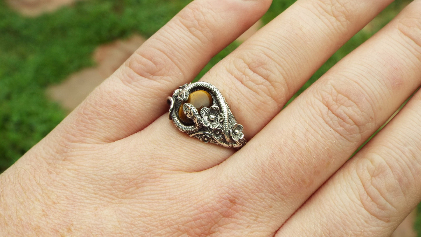 Tiger's Eye Circle of Snakes - JF Fantasy Jewelry