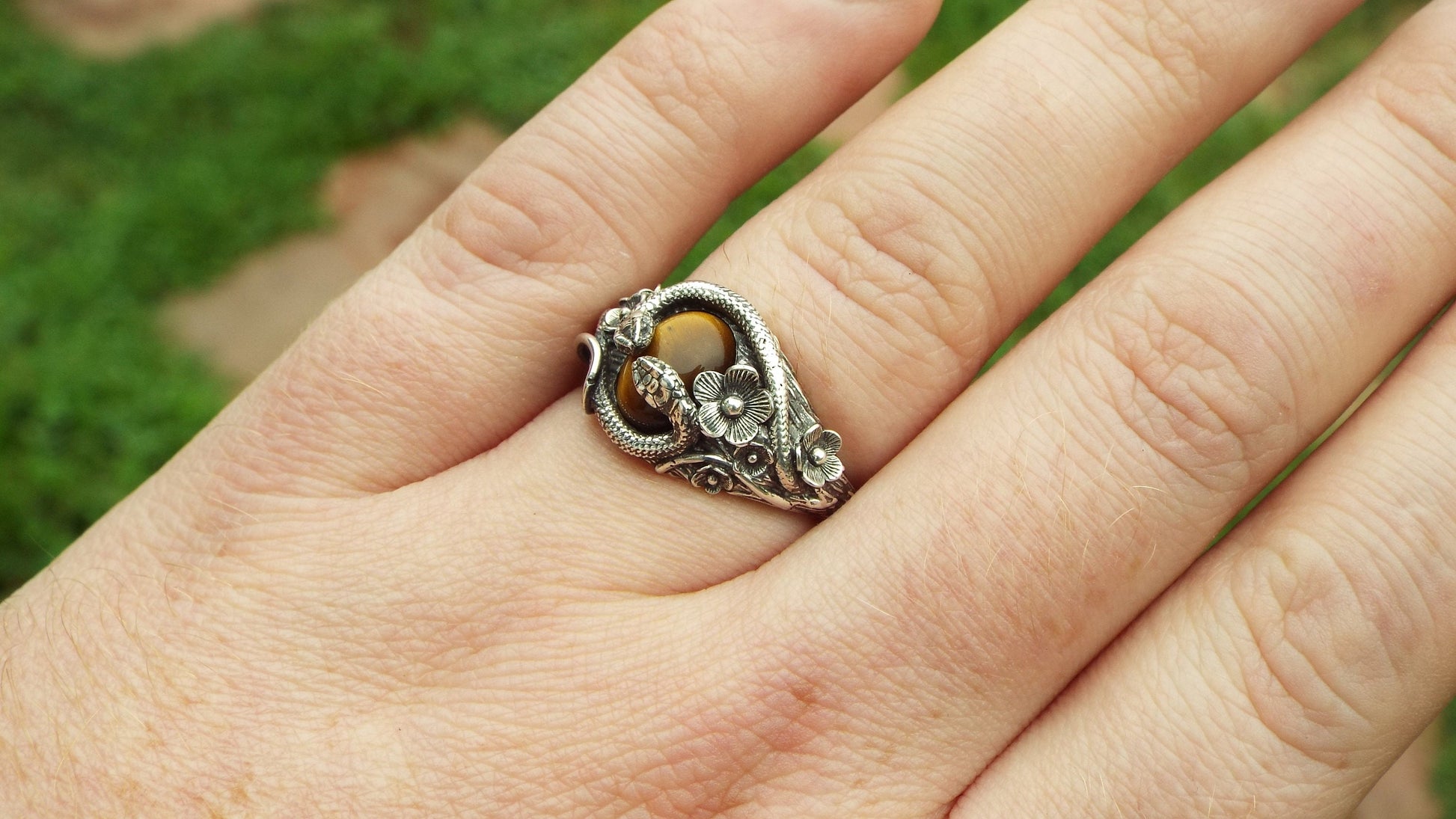 Tiger's Eye Circle of Snakes - JF Fantasy Jewelry