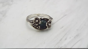 Moss Agate Sterling Silver Nature Inspired Flower Ring - JF Fantasy Jewelry