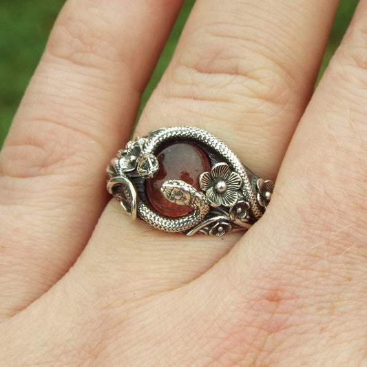Strawberry Quartz Snake Ring - JF Fantasy Jewelry