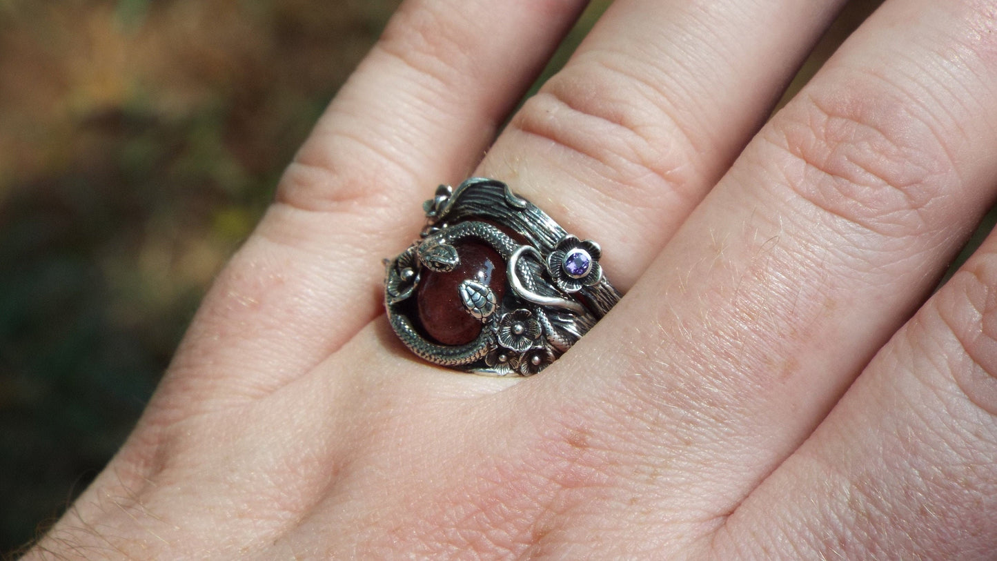 Amethyst Curved Flower Band - JF Fantasy Jewelry
