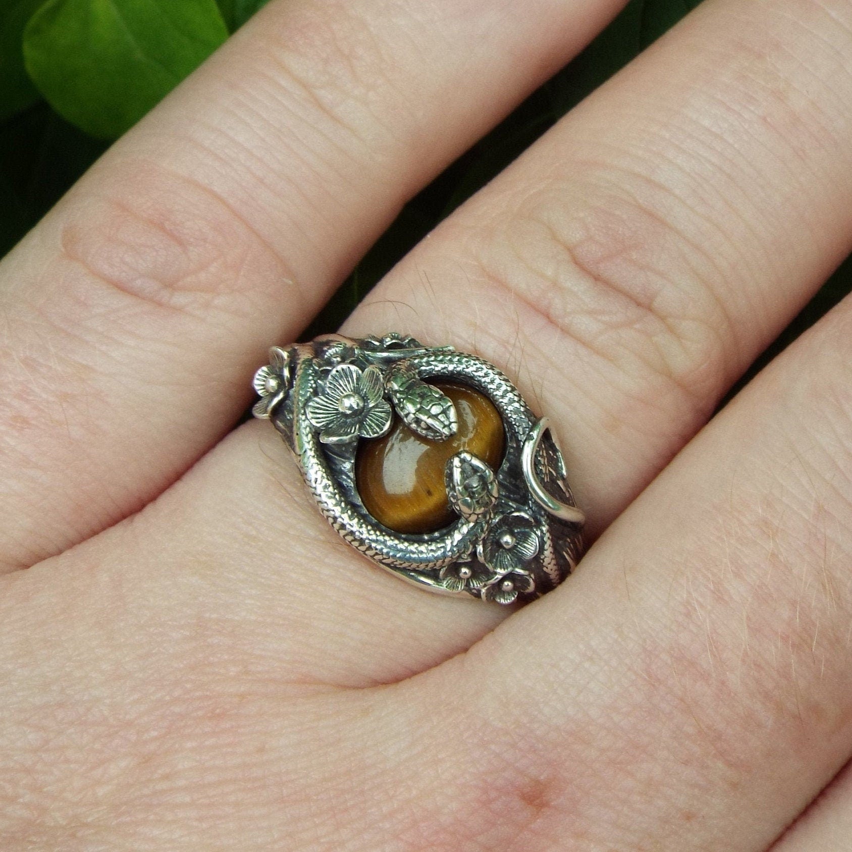 Tiger's Eye Circle of Snakes - JF Fantasy Jewelry
