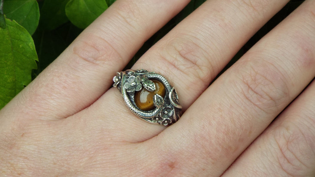 Tiger's Eye Circle of Snakes - JF Fantasy Jewelry