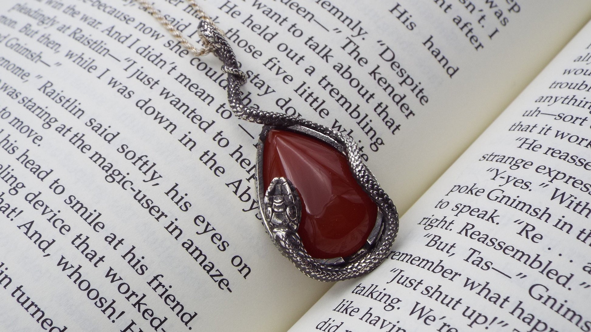 Carnelian Snake Pendant - JF Fantasy Jewelry