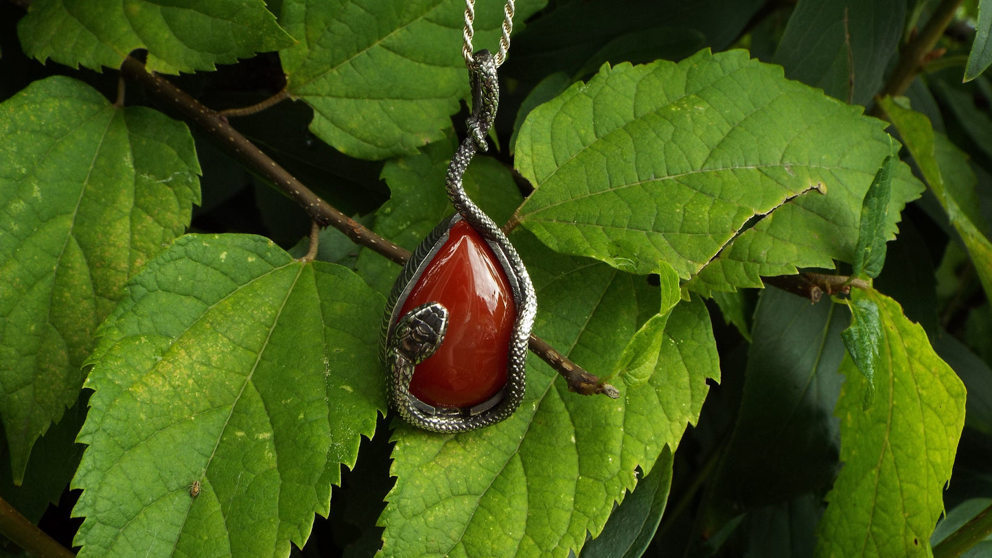 Carnelian Snake Pendant - JF Fantasy Jewelry