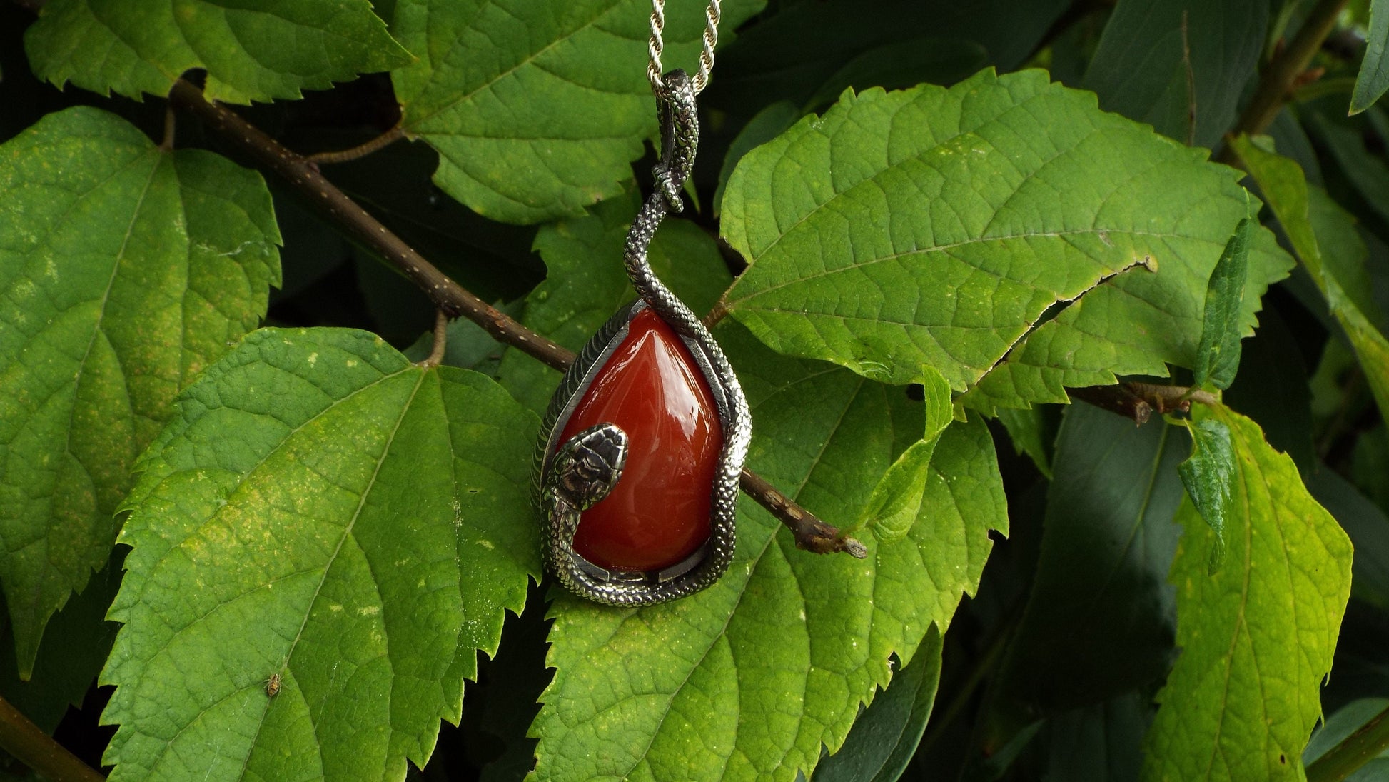 Carnelian Snake Pendant - JF Fantasy Jewelry