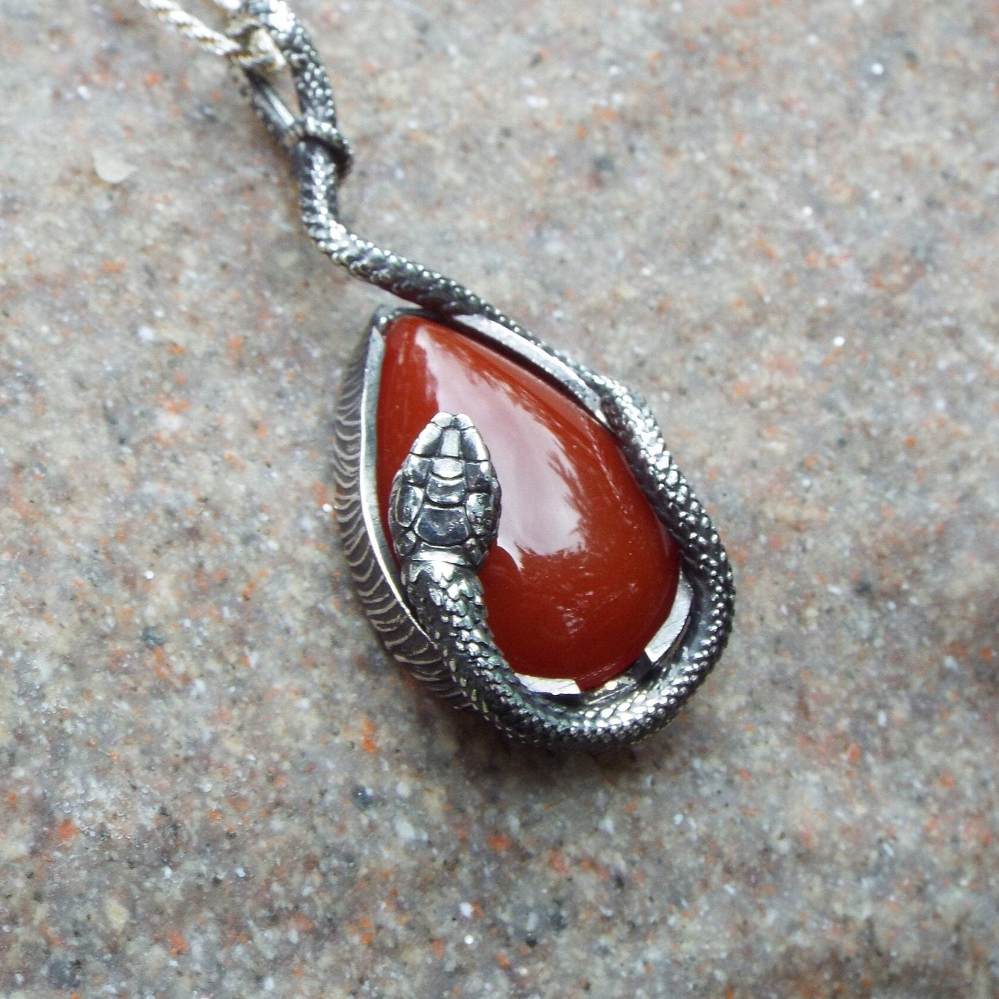Carnelian Snake Pendant - JF Fantasy Jewelry