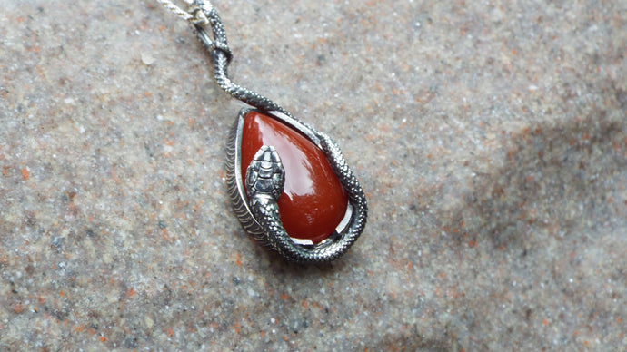 Carnelian Snake Pendant - JF Fantasy Jewelry