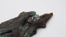 Load image into Gallery viewer, Blue Topaz Snake and Flower Ring - JF Fantasy Jewelry
