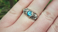 Load image into Gallery viewer, Blue Topaz Snake and Flower Ring - JF Fantasy Jewelry
