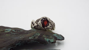 Garnet Snake and Thorn Ring - JF Fantasy Jewelry
