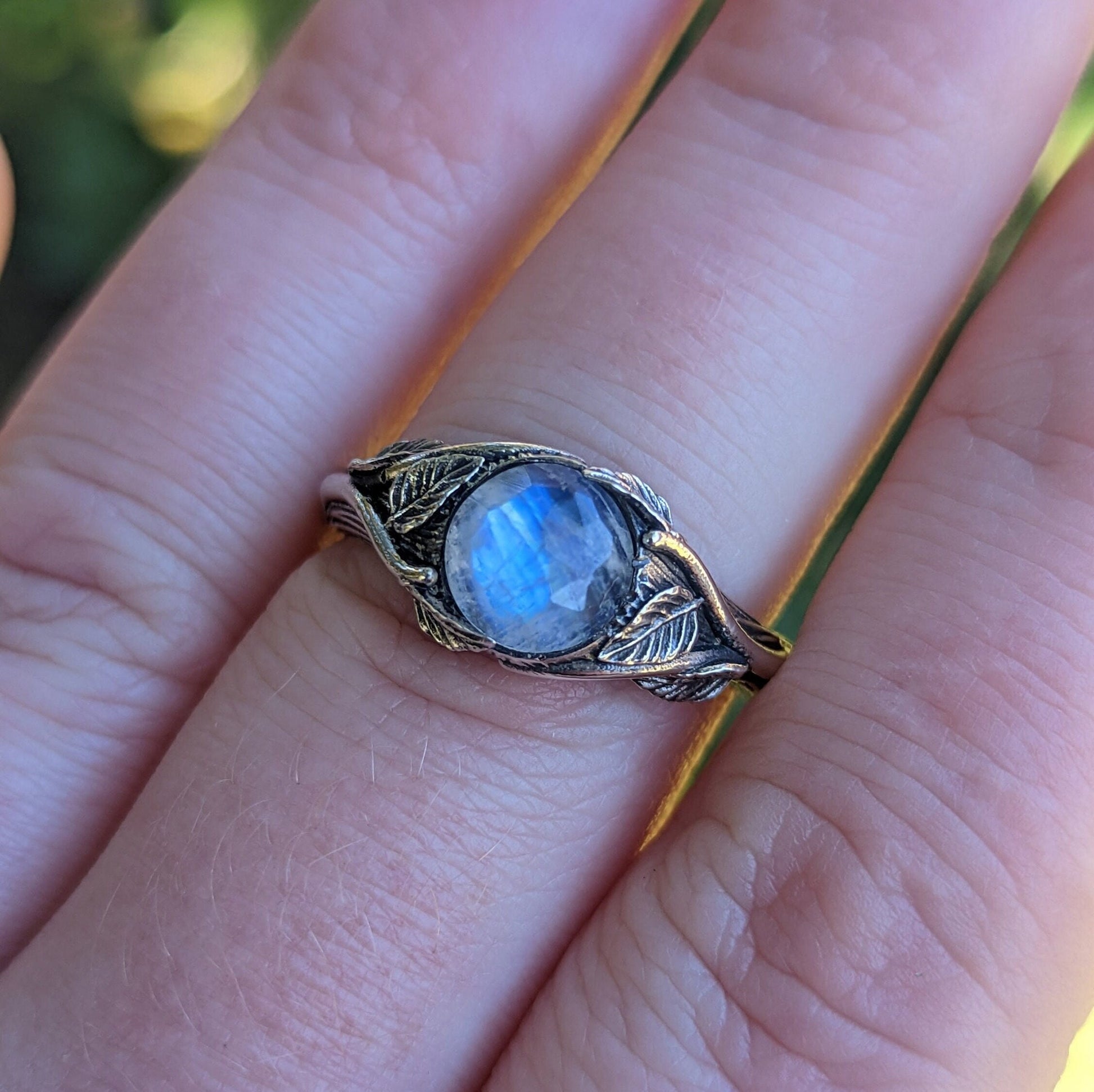 Moonstone Leaf Ring - JF Fantasy Jewelry
