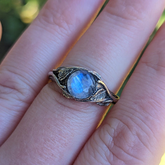 Moonstone Leaf Ring - JF Fantasy Jewelry
