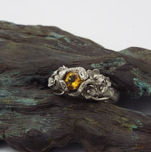 Load image into Gallery viewer, Citrine Snake and Flower Ring - JF Fantasy Jewelry
