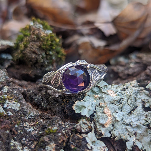 Amethyst Leaf Ring - JF Fantasy Jewelry