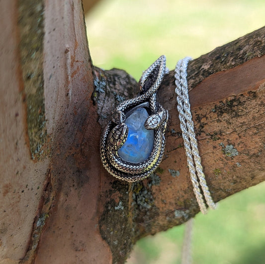 Snake Teardrop Moonstone Pendant - JF Fantasy Jewelry