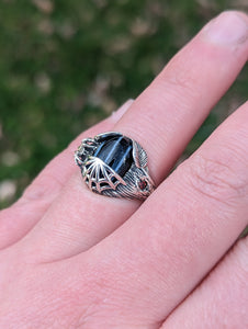 Black Lace Agate Spider Ring - JF Fantasy Jewelry