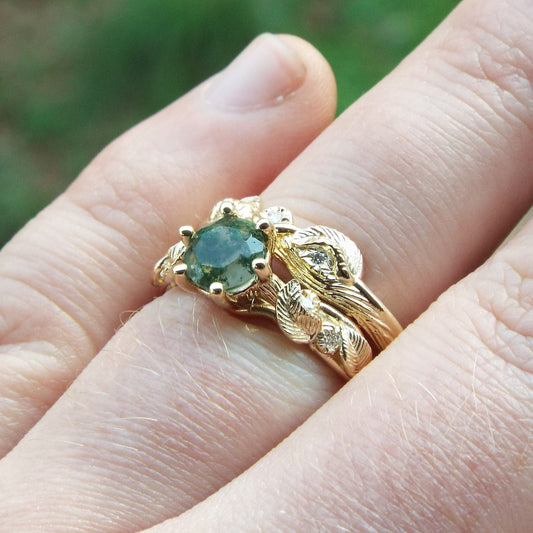 Moss Agate Bridal Set - JF Fantasy Jewelry