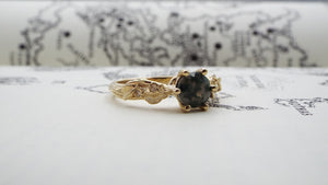 Moss Agate Gold Engagement Ring - JF Fantasy Jewelry