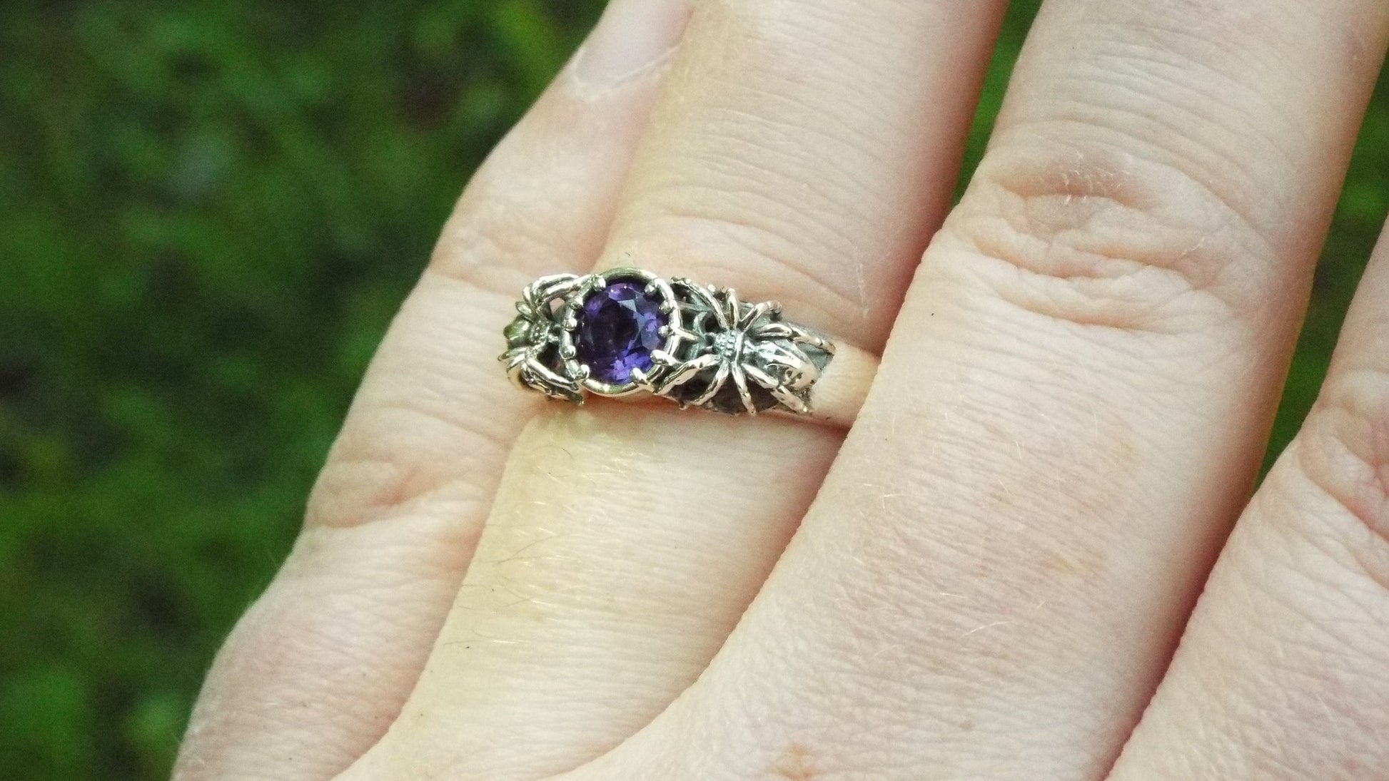 Amethyst Solitaire Spider Ring - JF Fantasy Jewelry