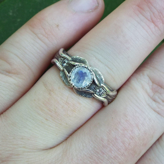 Moonstone Love of the Trees Ring - JF Fantasy Jewelry