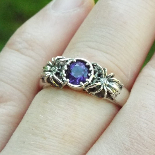 Amethyst Solitaire Spider Ring - JF Fantasy Jewelry