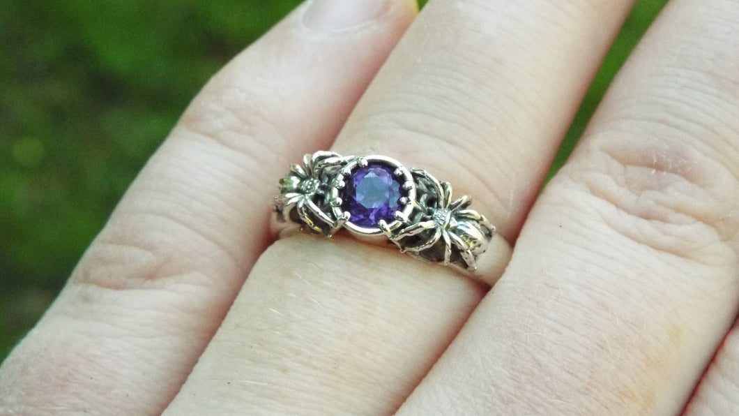 Amethyst Solitaire Spider Ring - JF Fantasy Jewelry