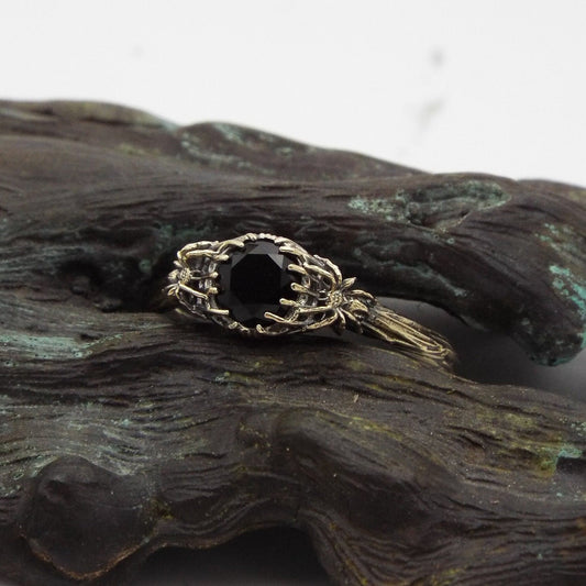 Black Onyx Gold Spider Ring - JF Fantasy Jewelry
