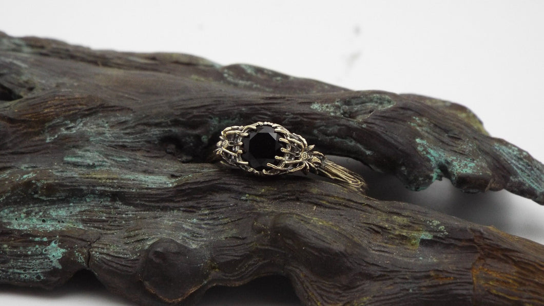 Black Onyx Gold Spider Ring - JF Fantasy Jewelry